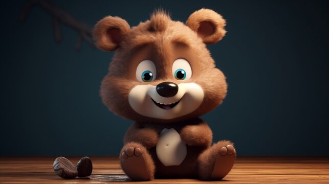 A cute cartoon bear character Ai Generative