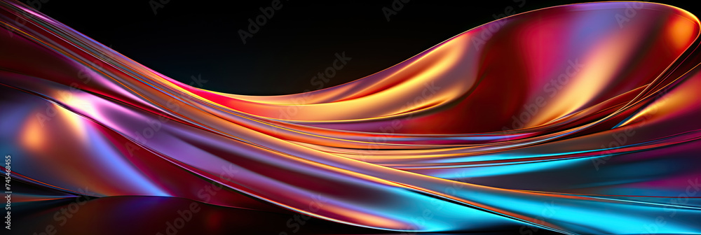 Poster A vibrant and abstract background featuring a multitude of colorful wavy lines intertwining and creating a dynamic visual experience