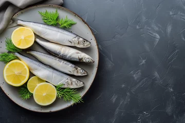 Foto op Aluminium Fresh sardines with lemon and salt © sashka1313