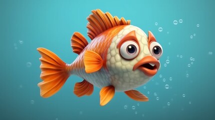 A cute cartoon bechi fish character Ai Generative