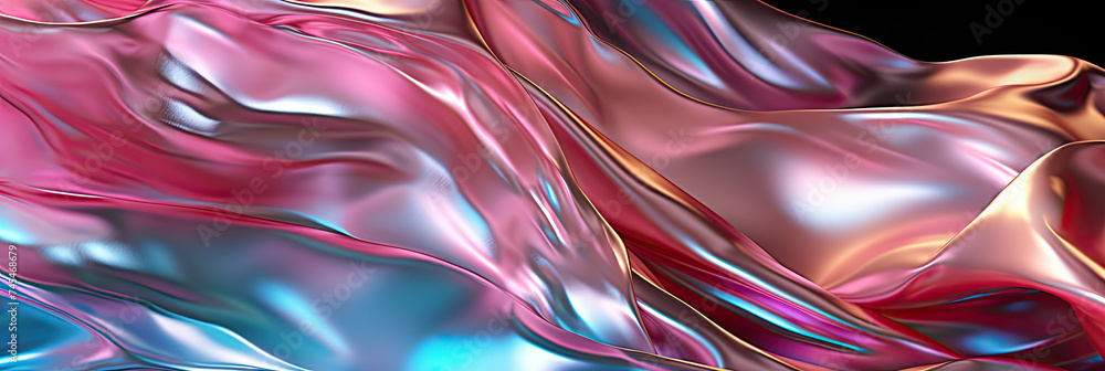 Poster Pink and blue fabric intertwining in a swirling, abstract pattern, creating a vibrant and dreamy composition