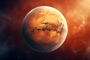 Poster Dusty Mars planet. Nebula desert space. Generate Ai © juliars