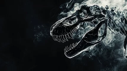 Fotobehang Tyrannosaurus Skeleton in Black Haze © Mike