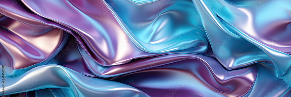 Poster A detailed view of a vibrant blue and purple fabric, showcasing intricate patterns and textures that blend seamlessly together