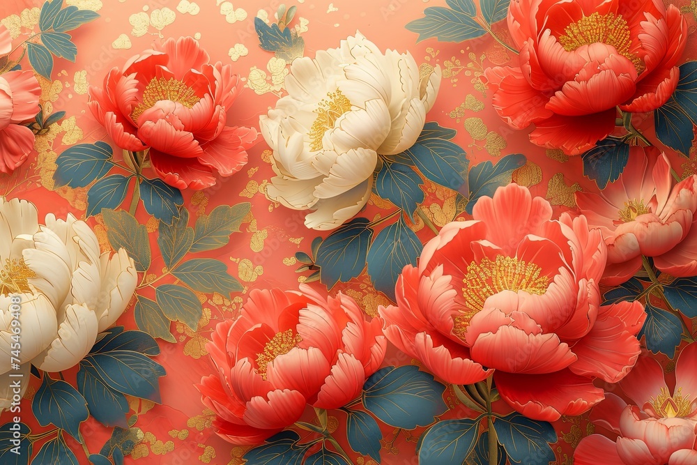 Poster a vibrant bunch of flowers adorns a plain wall, adding a touch of color and nature to the otherwise 