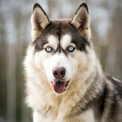 Siberian husky dog puppy portrait head wildlife