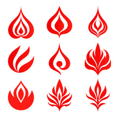 A collection of vector logos of fire symbols.