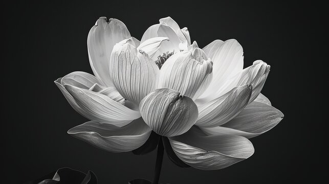 Beautiful flower rendered on black and white, generative ai