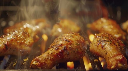 Chicken legs cooked in oil. Baked chicken drumsticks. Grill chicken background