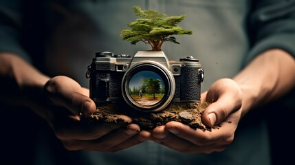 hands holding nature, ecological concept, concept of taking care of the environment - obrazy, fototapety, plakaty