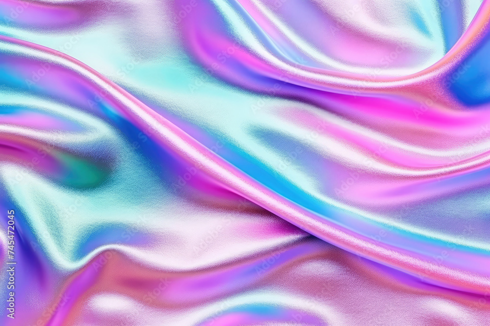 Poster a vibrant close-up capturing the intricate weave of a pink and blue fabric, revealing a mesmerizing 