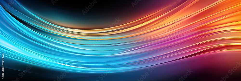 Poster Vibrant, colorful wallpaper featuring wavy lines in various hues creating a dynamic and mesmerizing pattern