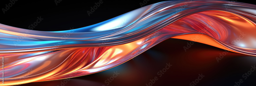 Fototapete Abstract swirls and undulating patterns of vibrant light, resembling a wave in motion, creates a mesmerizing and dynamic display of luminosity