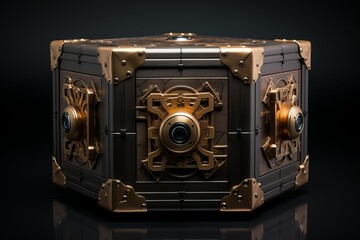 Heavy-duty Metallic safe box lock. Finance vault. Generate Ai