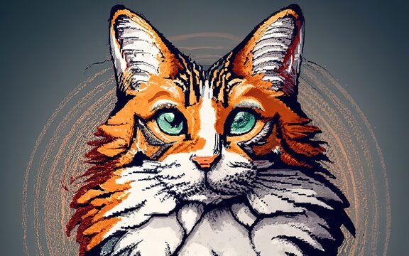 Cat face portrait pixelart style concept graphic resource