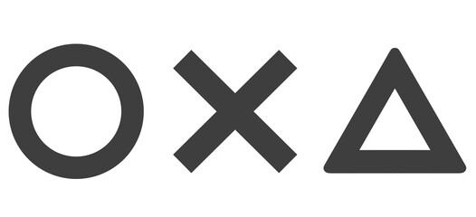 シンプルな黒色のまる・ばつ・三角マーク	
