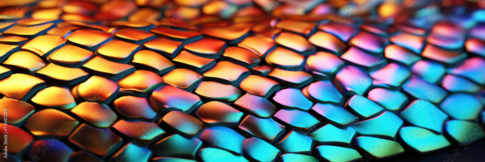 Leinwandbilder a mesmerizing close-up of brightly colored snake skin, showcasing intricate patterns and textures in
