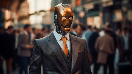 robot dressed in a suit - obrazy, fototapety, plakaty