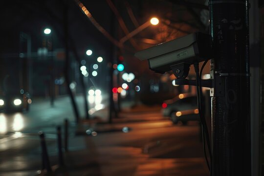 Blurry City Street at Night. Generative AI