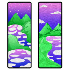 2 vector oil paint designs for natural scenes