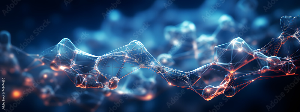 Wall mural geometric plexus a molecular visualization background