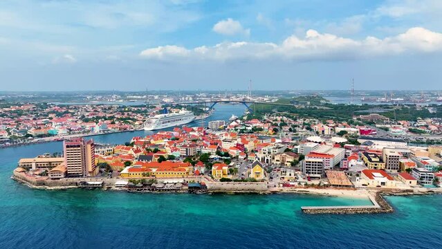 Willemstad, Curacao Sunrise Skyline Drone Aerial