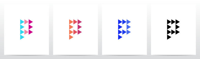 Triangle Equilateral Play Symbol Initial Letter Logo Design P