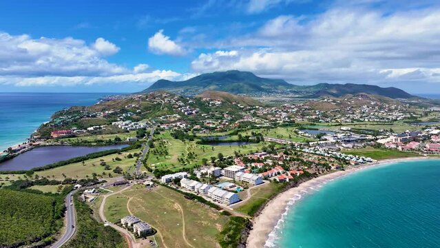 St Kitts Frigate Bay Drone Skyline Panorama Aerial Flyover