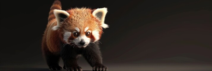 Red panda isolated with studio background and lighting 