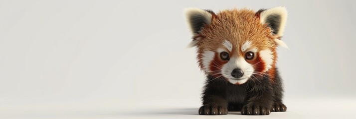 Red panda isolated with studio background and lighting 
