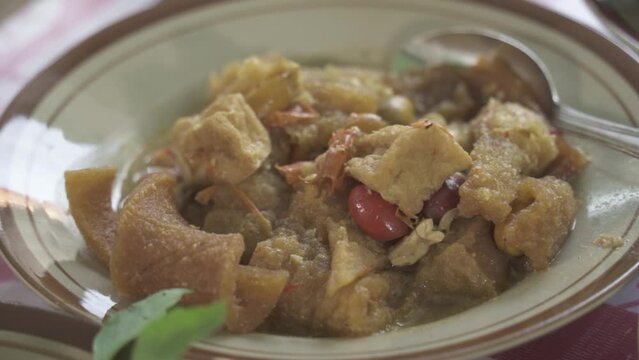 Indonesia Indonesian Traditional Food Culinary in Yogyakarta Java - Dazed catfish Mangut Lele , Chicken , Intestines , Lungs