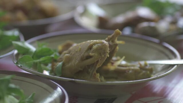 Indonesia Indonesian Traditional Food Culinary in Yogyakarta Java - Dazed catfish Mangut Lele , Chicken , Intestines , Lungs