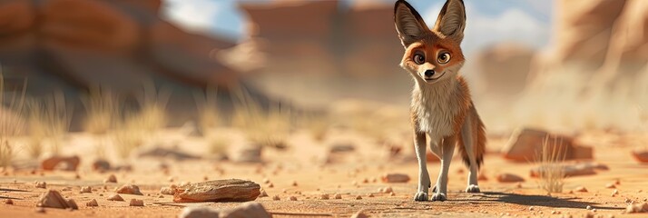Coyote - desert canine in the desert landscape