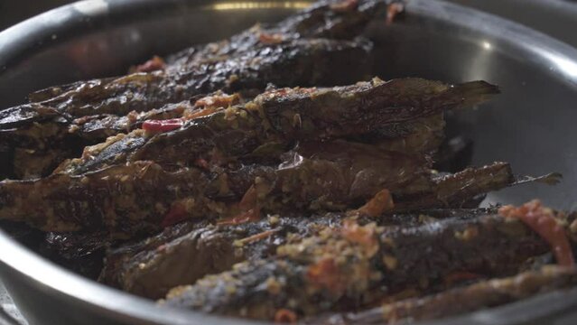 Indonesia Indonesian Traditional Food Culinary in Yogyakarta Java - Dazed catfish Mangut Lele , Chicken , Intestines , Lungs
