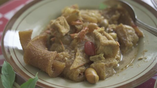 Indonesia Indonesian Traditional Food Culinary in Yogyakarta Java - Dazed catfish Mangut Lele , Chicken , Intestines , Lungs
