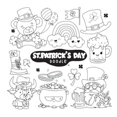 Hand Drawn of St. Patrick's Day Themed Doodle Collection