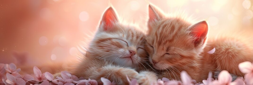 Two adorable baby kittens - fluffy boops cuddling in a friendly image