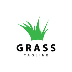 Farm illustration green grass logo design simple natural grass vector template