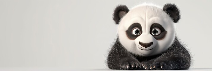 Adorable baby panda in modern 3D animation style