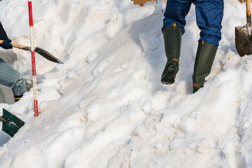 除雪作業をする人たちの様子