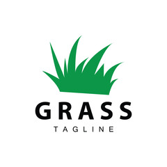 Farm illustration green grass logo design simple natural grass vector template