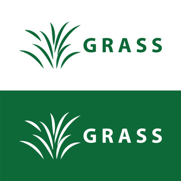 Farm illustration green grass logo design simple natural grass vector template