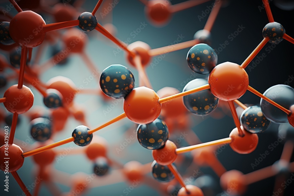 Aufkleber complex molecular structure cell. formula atom tech. generate ai