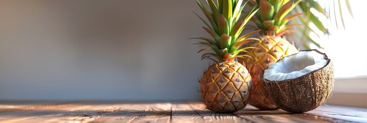 Pineapple and coconut pina colada concept - obrazy, fototapety, plakaty