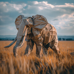 an origami elephant in a safari sophisticated memories cinematic photography
