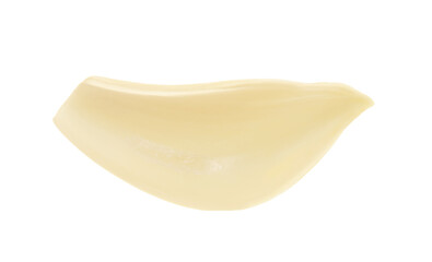 One peeled clove of garlic isolated on white