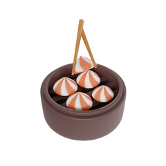 Asian food 3d icons render clipart