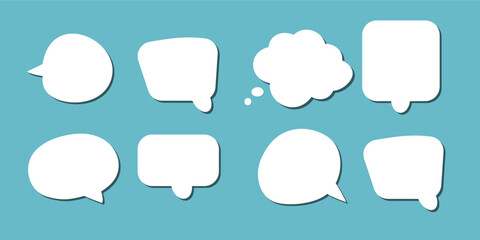 abstract set of white speech bubble with shadow isolated yellow and blue background. space for text. abstract blank area for rill text of font.