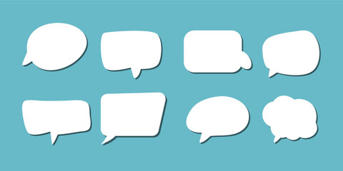 abstract set of white speech bubble with shadow isolated yellow and blue background. space for text. abstract blank area for rill text of font.