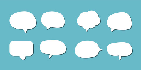 abstract set of white speech bubble with shadow isolated yellow and blue background. space for text. abstract blank area for rill text of font.